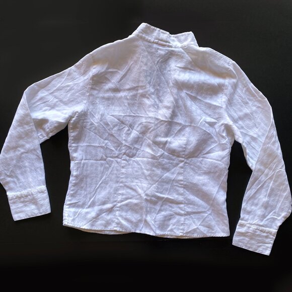 Talbots 100% Cotton White Button Front Shirt Size 10 Long Sleeve Blouse - Picture 6 of 6